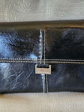 Liz Claiborne Black Women’s Foldover Wallet with Silver Accent